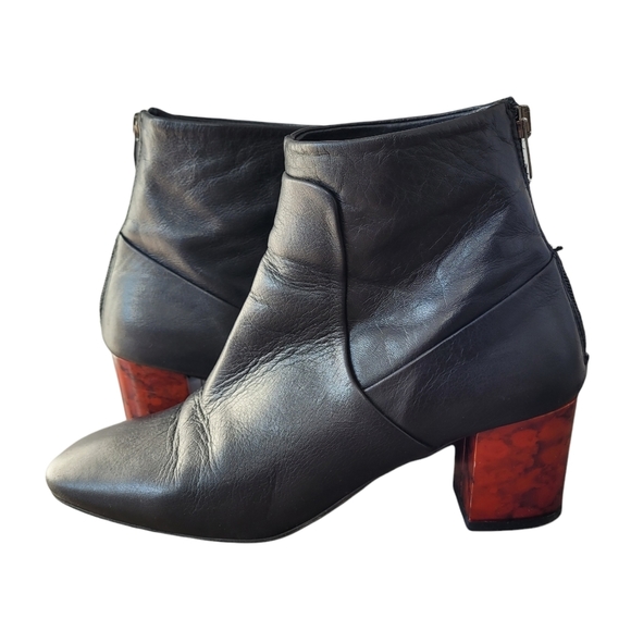 Black Topshop leather boots with red block heels 39 - Picture 4 of 14